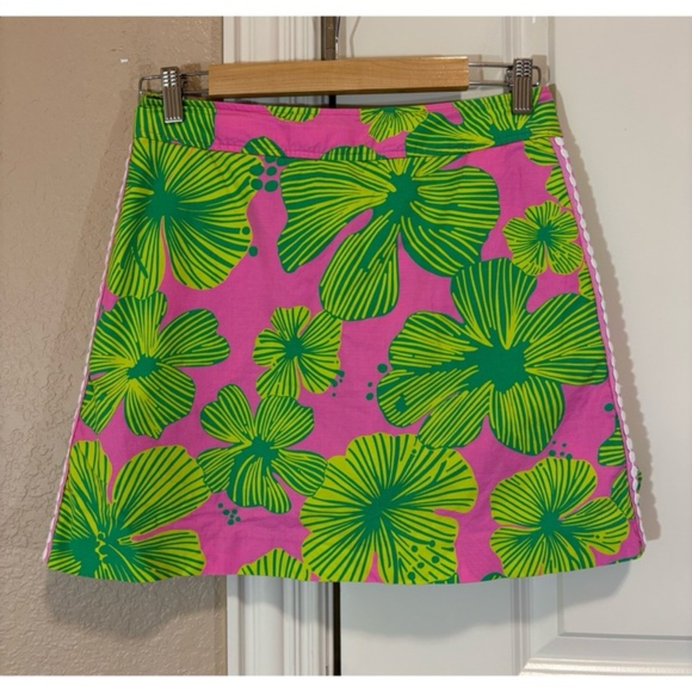 Lilly Pulitzer Skirt Skort Green Pink Floral Summer Womens Size 4
